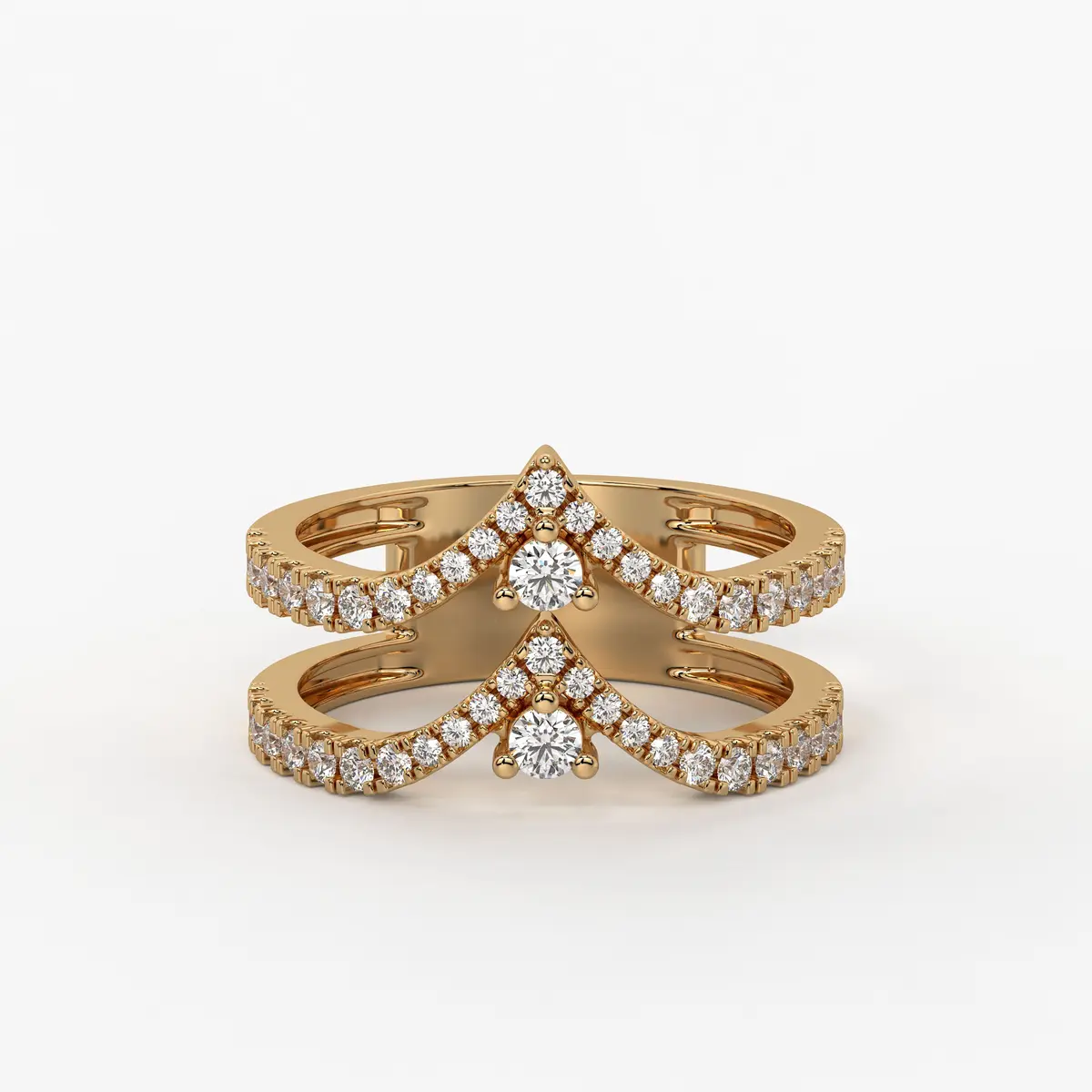 Chevron Pavé Stackable Ladies Ring